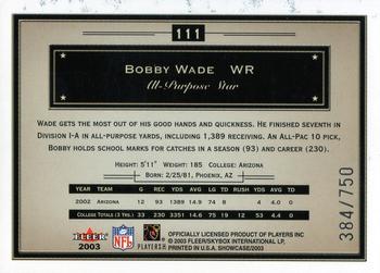 2003 Fleer Showcase #111 Bobby Wade Back