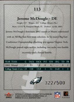 2003 Fleer Snapshot #113 Jerome McDougle Back