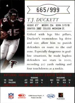 2003 Leaf Limited #4 T.J. Duckett Back