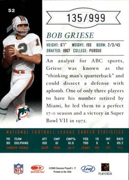 2003 Leaf Limited #52 Bob Griese Back