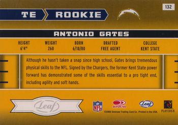 2003 Leaf Rookies & Stars #132 Antonio Gates Back