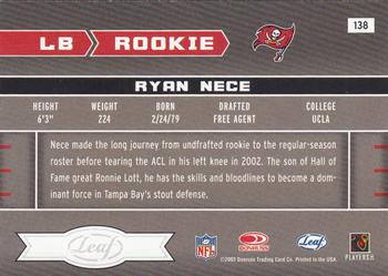 2003 Leaf Rookies & Stars #138 Ryan Nece Back