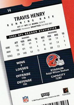 2003 Playoff Contenders #14 Travis Henry Back