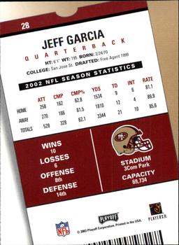 2003 Playoff Contenders #28 Jeff Garcia Back