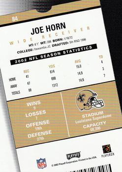 2003 Playoff Contenders #84 Joe Horn Back