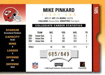 2003 Playoff Contenders #105 Mike Pinkard Back