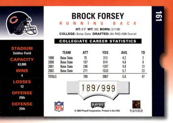 2003 Playoff Contenders #161 Brock Forsey Back