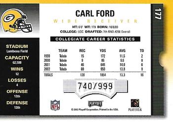 2003 Playoff Contenders #177 Carl Ford Back