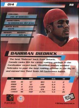 2003 Press Pass #14 Dahrran Diedrick Back