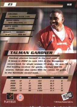 2003 Press Pass #23 Talman Gardner Back