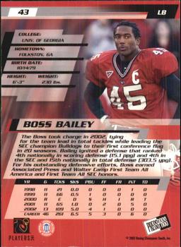 2003 Press Pass #43 Boss Bailey Back