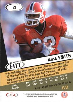 2003 SAGE HIT #32 Musa Smith Back