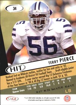 2003 SAGE HIT #34 Terry Pierce Back