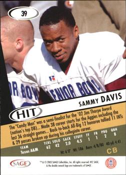2003 SAGE HIT #39 Sammy Davis Back
