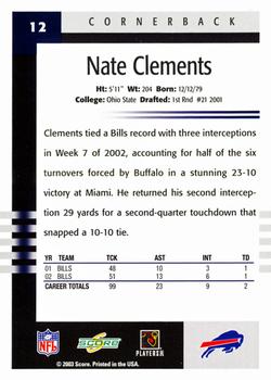 2003 Score #12 Nate Clements Back