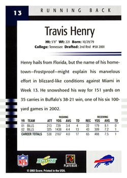 2003 Score #13 Travis Henry Back