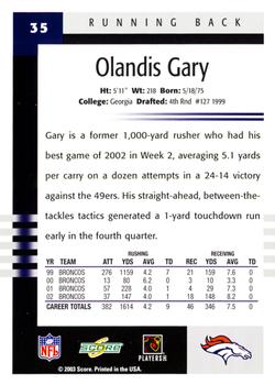 2003 Score #35 Olandis Gary Back