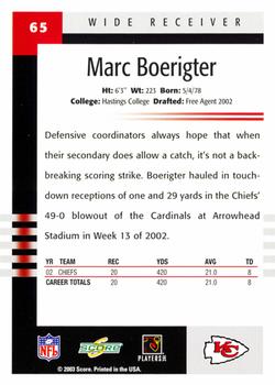 2003 Score #65 Marc Boerigter Back