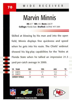 2003 Score #70 Marvin Minnis Back