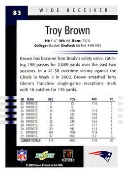 2003 Score #83 Troy Brown Back