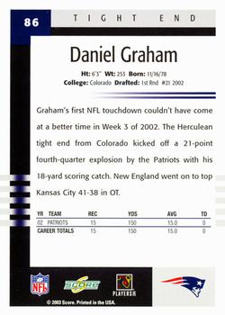 2003 Score #86 Daniel Graham Back