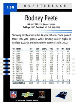 2003 Score #158 Rodney Peete Back