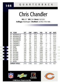 2003 Score #166 Chris Chandler Back