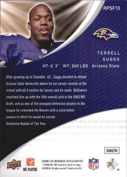 2008 Upper Deck Rookie Exclusives - Rookie Photo Shoot Flashbacks #RPSF10 Terrell Suggs Back