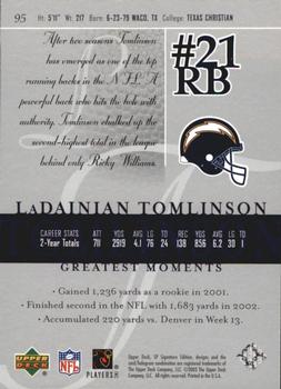 2003 SP Signature Edition #95 LaDainian Tomlinson Back