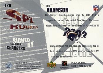 2003 SPx #120 Rob Adamson Back