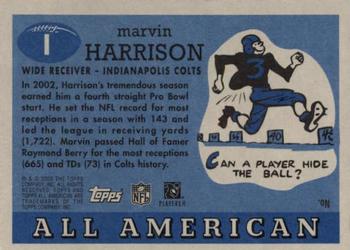 2003 Topps All American #1 Marvin Harrison Back