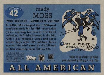 2003 Topps All American #42 Randy Moss Back