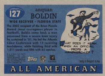 2003 Topps All American #127 Anquan Boldin Back