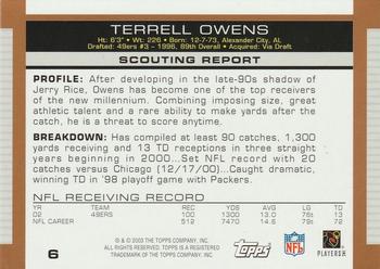 2003 Topps Draft Picks & Prospects #6 Terrell Owens Back