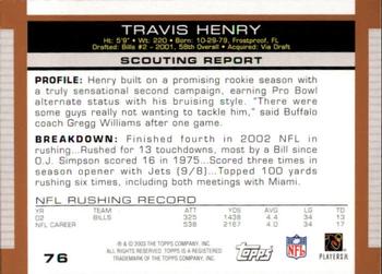 2003 Topps Draft Picks & Prospects #76 Travis Henry Back