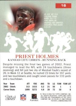 2003 Topps Pristine #16 Priest Holmes Back