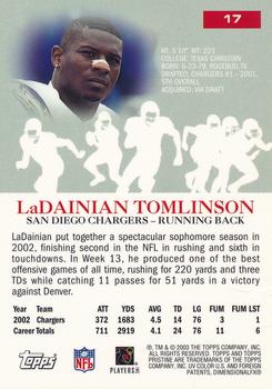 2003 Topps Pristine #17 LaDainian Tomlinson Back