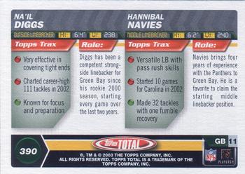2003 Topps Total #390 Hannibal Navies / Na'il Diggs Back