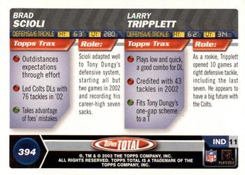 2003 Topps Total #394 Brad Scioli / Larry Tripplett Back