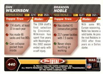 2003 Topps Total #440 Brandon Noble / Dan Wilkinson Back