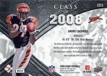 2008 Upper Deck Icons - Class of 2008 Gold #CO15 Andre Caldwell Back