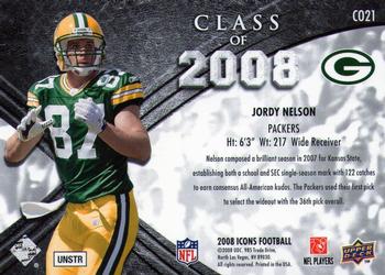 2008 Upper Deck Icons - Class of 2008 Gold #CO21 Jordy Nelson Back
