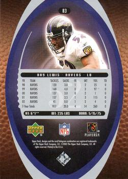 2003 Upper Deck Standing O #83 Ray Lewis Back