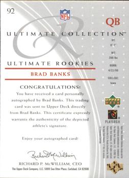 2003 Upper Deck Ultimate Collection #92 Brad Banks Back