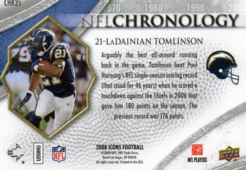 2008 Upper Deck Icons - NFL Chronology Silver #CHR35 LaDainian Tomlinson Back