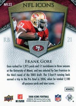 2008 Upper Deck Icons - NFL Icons Blue #NFL22 Frank Gore Back