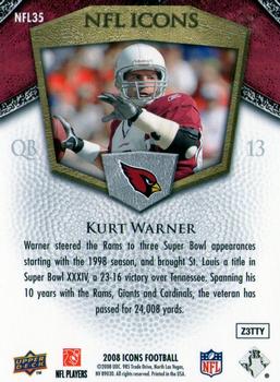 2008 Upper Deck Icons - NFL Icons Blue #NFL35 Kurt Warner Back