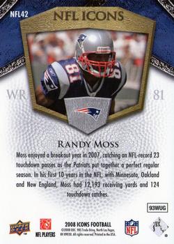 2008 Upper Deck Icons - NFL Icons Blue #NFL42 Randy Moss Back