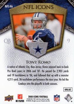 2008 Upper Deck Icons - NFL Icons Blue #NFL46 Tony Romo Back