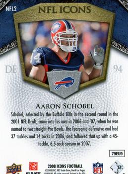2008 Upper Deck Icons - NFL Icons Gold #NFL2 Aaron Schobel Back